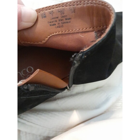 Franco Sarto Dale 1.5" Heel Ankle Bootie Black Suede Size 9M  Leather Zip Up - Picture 8 of 11